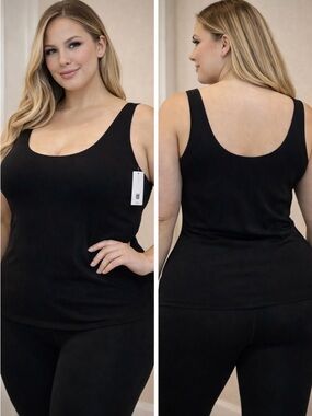 NWT Spanx Black Scoop Neck Shapewear Tank Top Sz 3X.